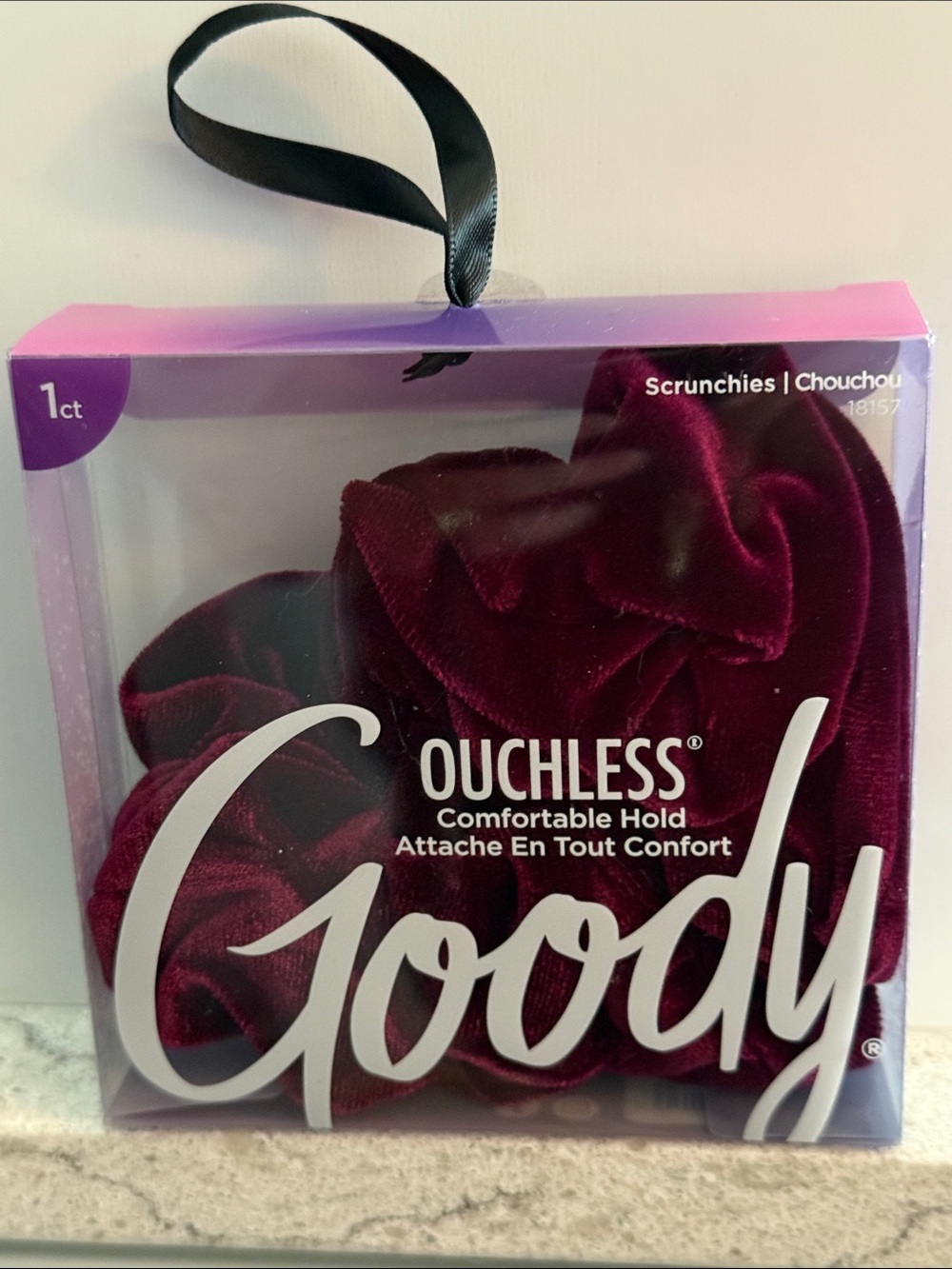 Ouchless Velvet Scrunchie - Burgundy